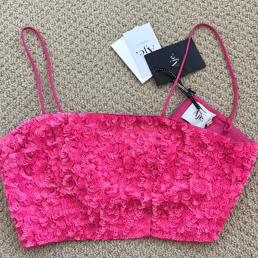 Aje Pink Textured Crop Top size 6